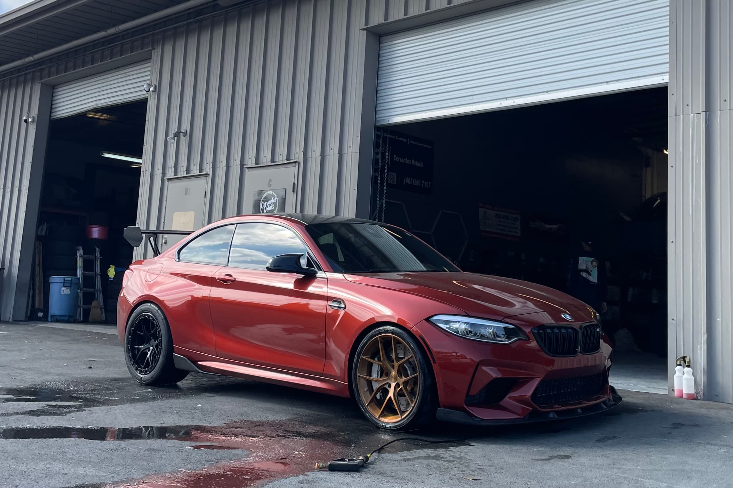 Red BMW after professional detailing